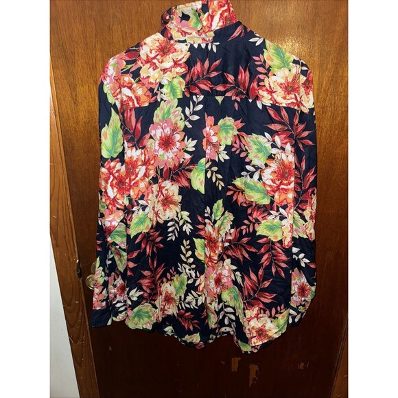 NWT Talbots Womens Navy Blue Floral Button Up Blouse Size 2X - Picture 6 of 7